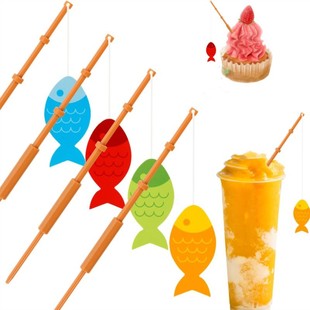Amazon Cake Decoration Party Party Small Decoration Mini Fishing Rod Birthday Cake Insert Baking Cake Insert