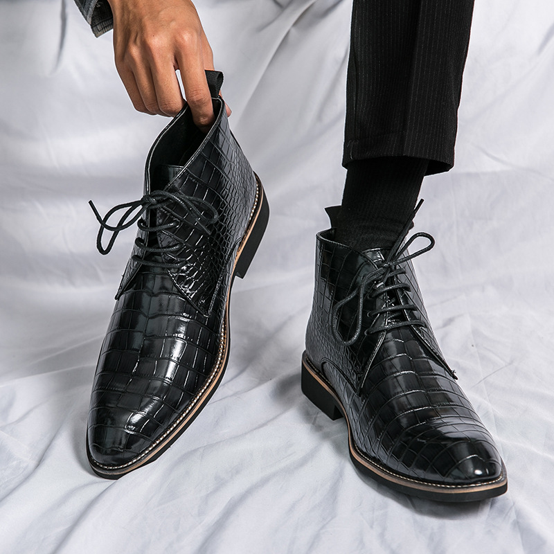 Transfronterizo 45 más el tamaño de otoño e invierno nuevos zapatos de cuero casuales zapatos de cuero de negocios de los hombres de moda Zapatos altos coreanos de una sola pieza entrega