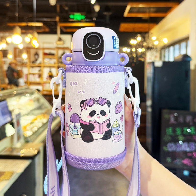 儿童保温杯智能指纹锁密码水杯学生上学专用2025新款高颜值吸管杯|undefined