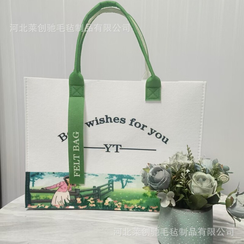 Morris Ribbon Felt Bag Handbag Advertising Promotion Printed Tote Bag Retro Fashion Versatile Bag Multi-Color