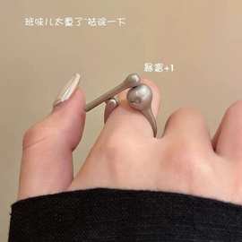 解压可按动木鱼戒指2024新款爆款网红食指戒敲敲烦恼全消创意指环