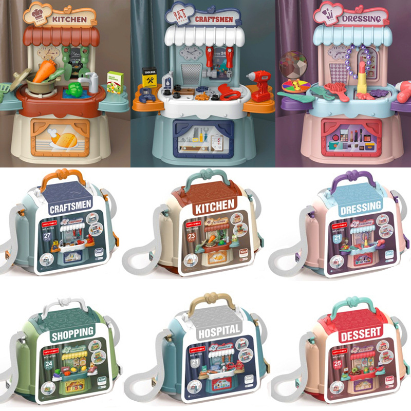 Transfronteriza de los niños de simulación de cocina vajilla herramientas de maquillaje supermercado play House crossbody bolso de hombro equipo médico Juguetes