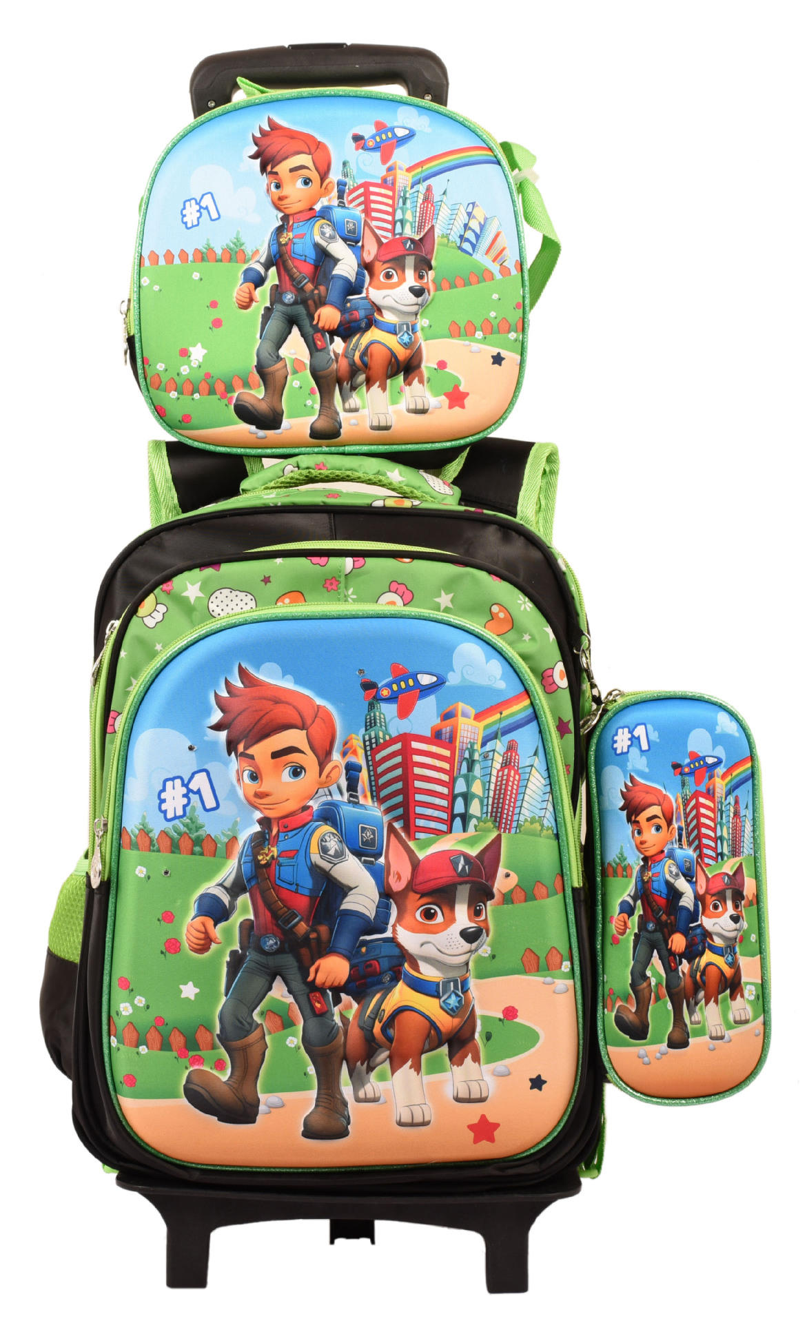 Mochila escolar fábrica 3D traje de tres piezas Shaodong escuela primaria al por mayor mochila de tres piezas de hombro de dibujos animados con protección de la columna