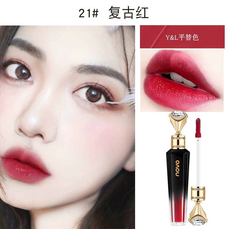 Velvet Lip Glaze (NOVO) Queen Retro Velvet, Diamond Cap, гладкая матовая стойкость, 3 г