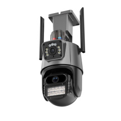 デュアルレンズ監視カメラ無線wifiカメラ両眼防水パノラマ360度屋外銃ボール連動