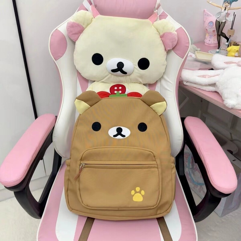 自作高颜値日系かわいいズック茶色刺繍熊百合学生ソフト妹ランドセル超萌えかばん|undefined