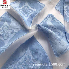 欧根纱提花面料 花卉菱格锦纶布料 几何提花礼服连衣裙舞台服面料