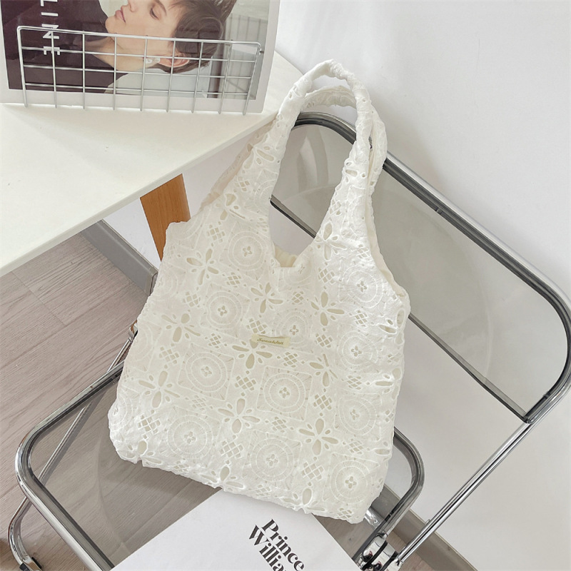 5751 刺繍レース夏優しい妖精ショルダーバッグ牧歌的なスタイル大容量通勤トートバッグベストバッグ|undefined