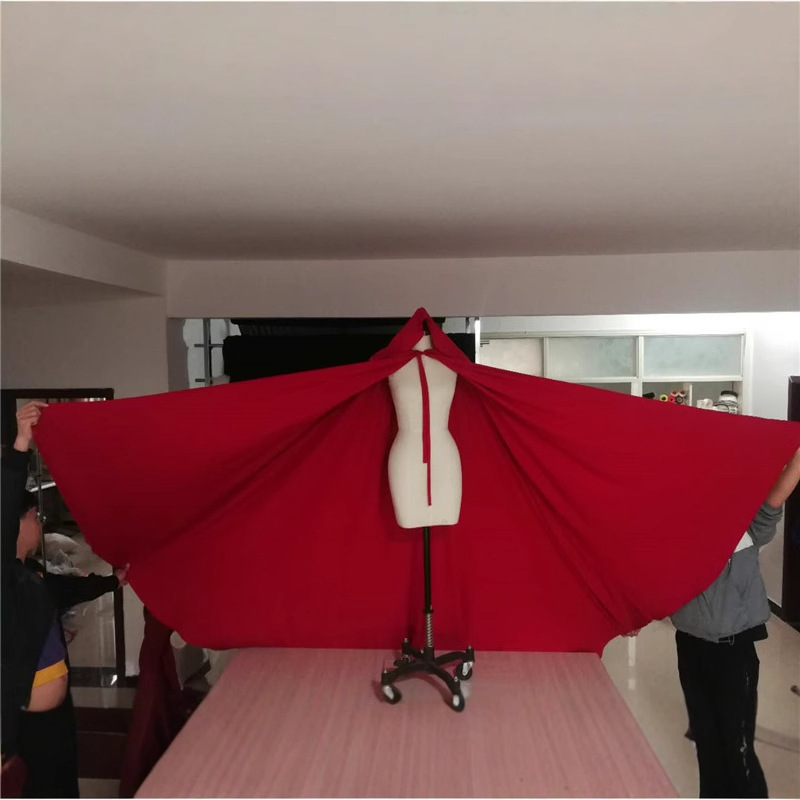 2022红色弹力缎斗篷圣诞节披风大裙摆长拖复古汉服新娘披风Cloak