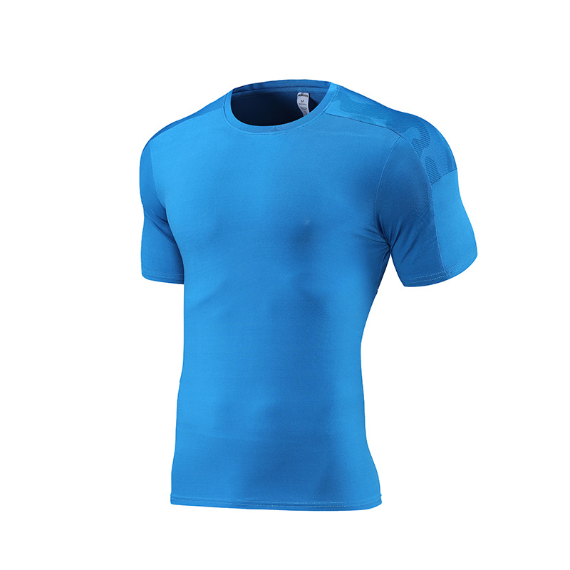 Verano de los hombres deportes casual correr cuello redondo de secado rápido de manga corta fitness de alta elástico de seda de hielo transpirable camiseta nuevos productos impresos registro