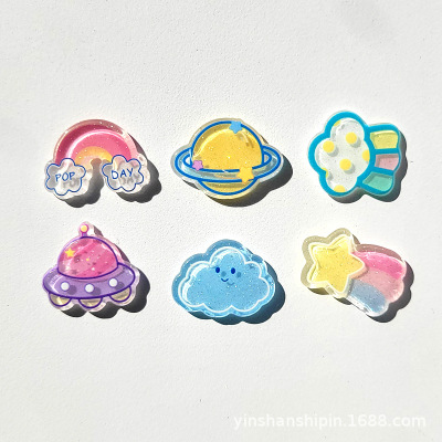 Acrylic parts Flaky clouds Astronaut series DIY Jewelry parts children Brooch Water cup manual decorate Material Science