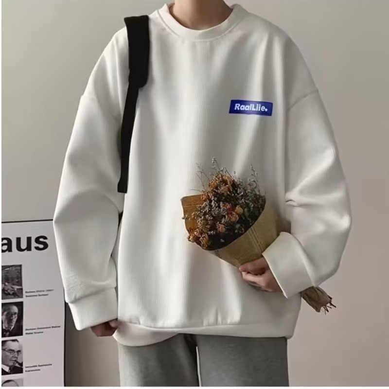 Camiseta de manga larga para hombre primavera y otoño marca de moda pesada waffle cuello redondo camisa de fondo Camiseta con suéter de alta calidad