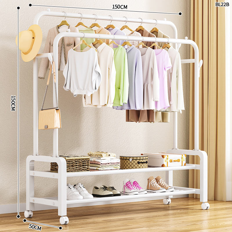 BL22B-wrought 아이언 코트 랙 더블 더블 로드 코트 후크 150 화이트 휠