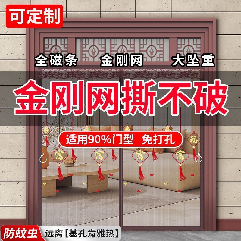 Full Magnetic Mosquito Net Door Curtain, Self-Adhesive for Entry Doors, Villa, Rural Self-Built House, Main Door, Self-Built House, Diamond Mesh Full Magnetic Mosquito Net Door Curtain, Self-Adhesive for Entry Doors, Villa, Rural Self-Built House, Main Door, Self-Built House, Diamond Mesh