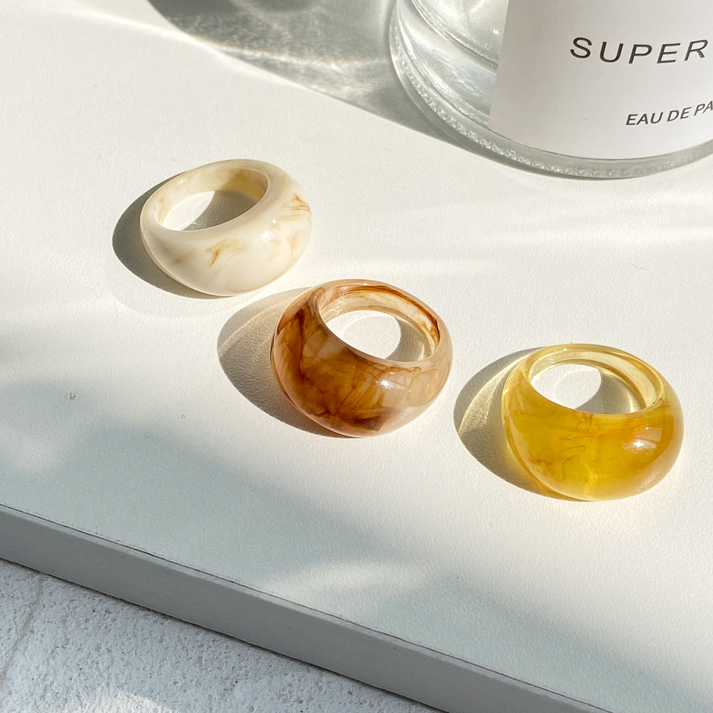 Retro Geometric Resin Thick Rings