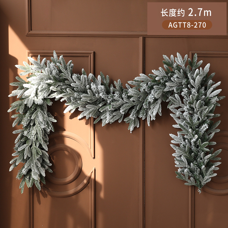 Hong Kong Heng 270cm Navidad verde PE hoja mixta flocado ratán puerta colgante Navidad decoración colgante decoración centro comercial diseño