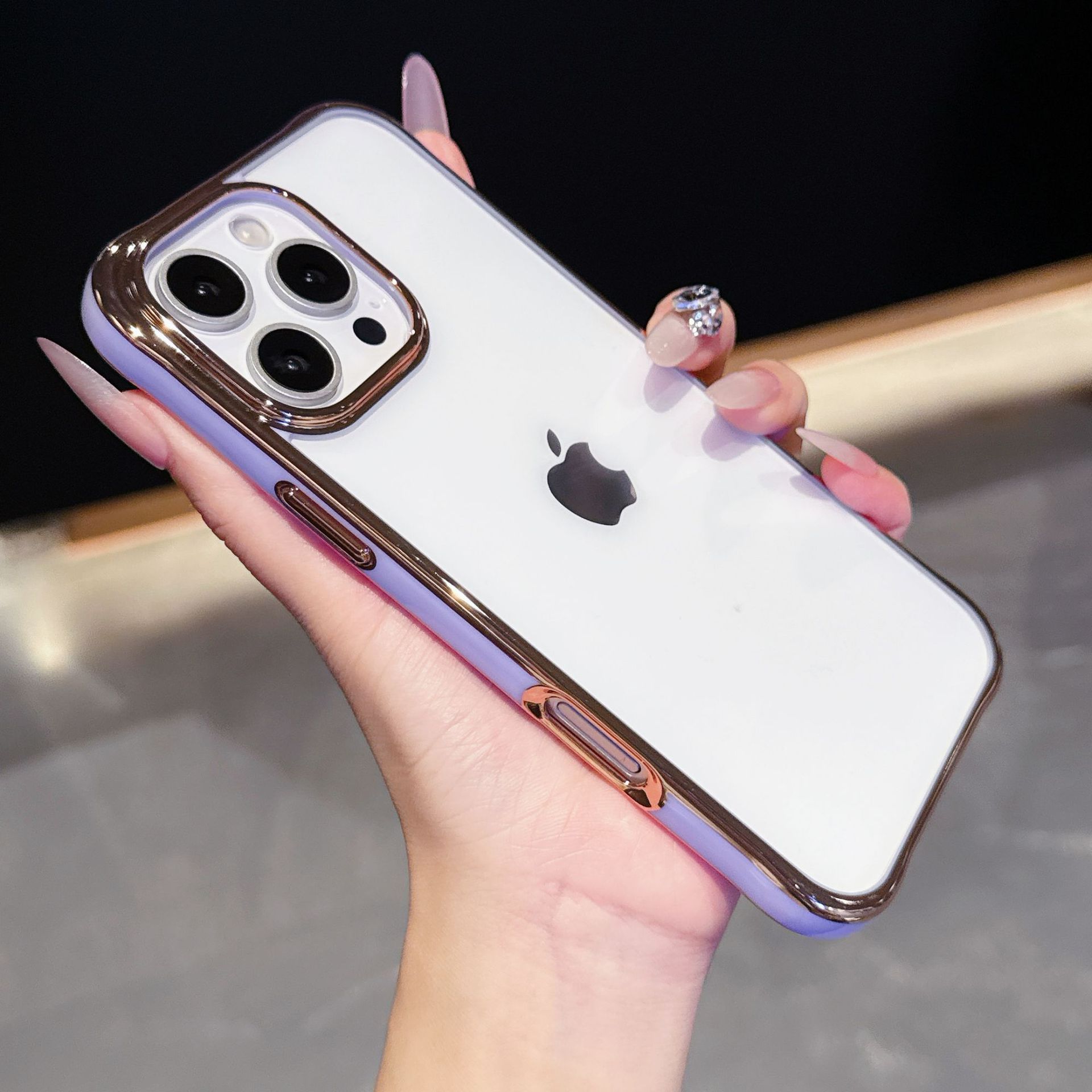 Acrílico transparente galvanizado de dos colores para Apple iphone 17 caso de teléfono 16 cuatro esquinas 15 cubierta 14