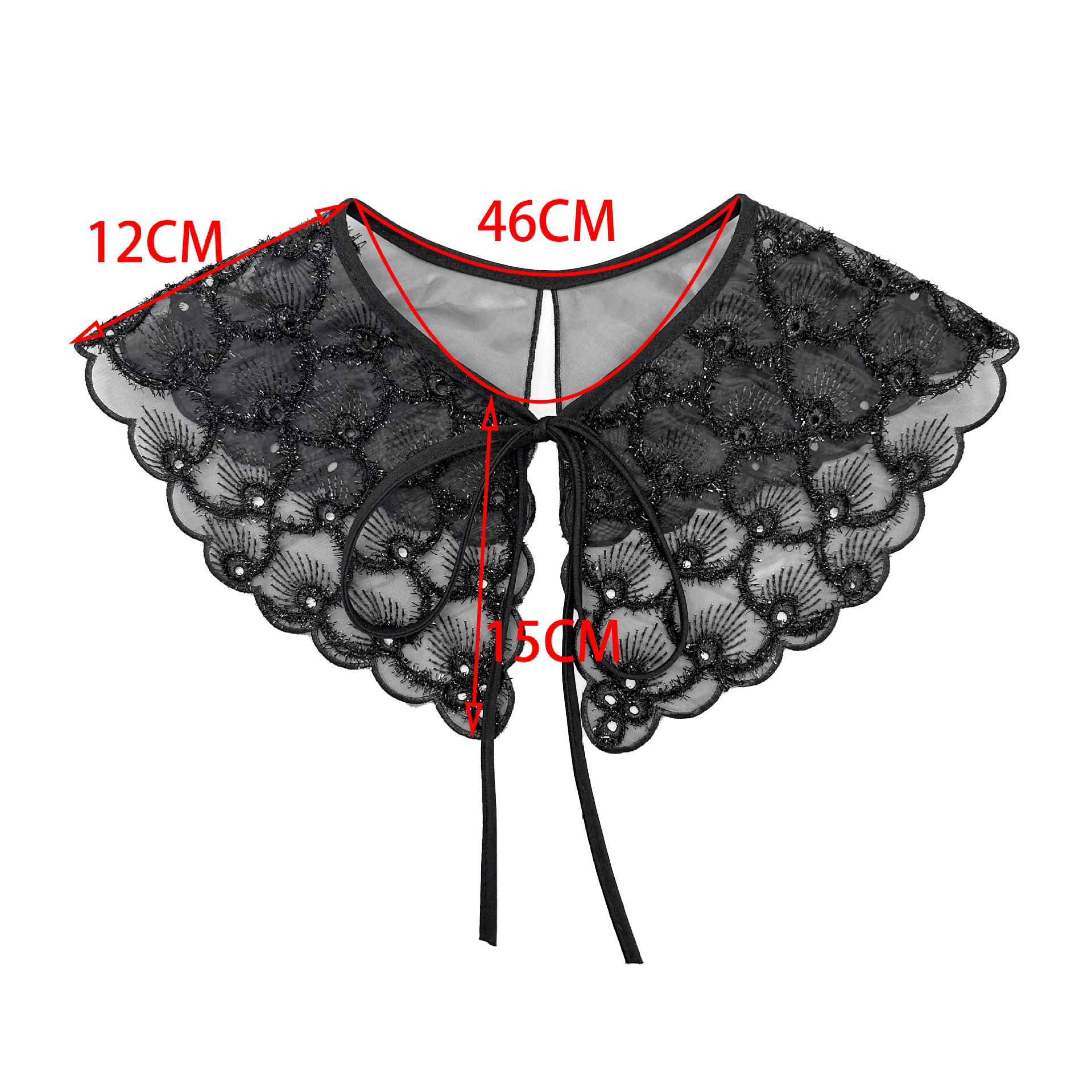 Mujeres coreanas cuello bordado forma de pluma suéter de cuello de encaje vestido con flores de cuello decorativo