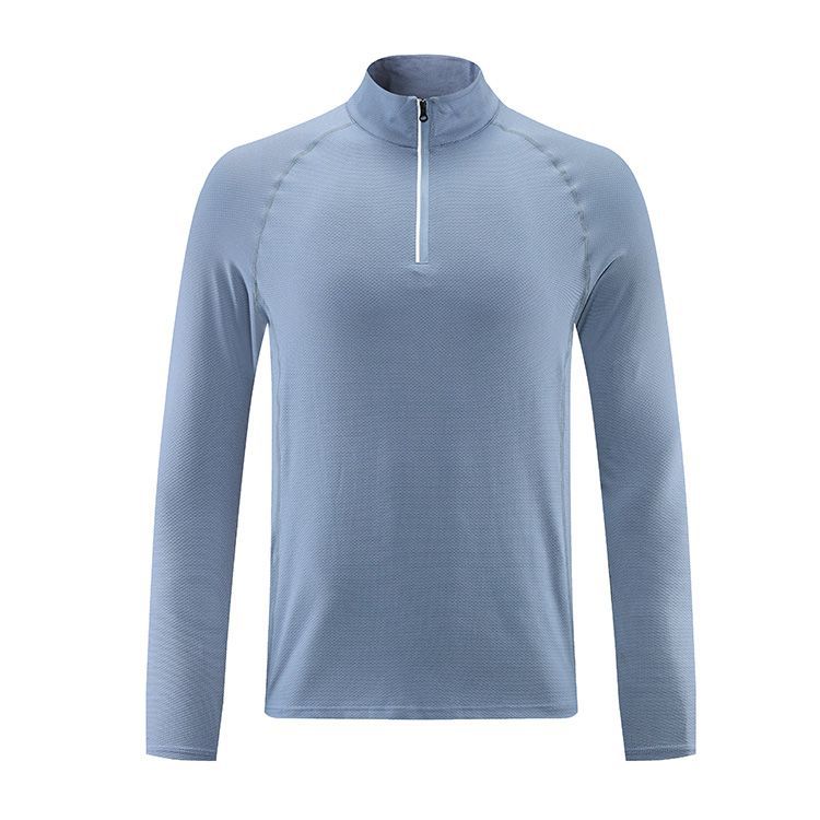 Ropa de entrenamiento de primavera y otoño para hombres de manga larga superior transpirable media cremallera collar de pie apretado correr ropa de secado rápido en stock al por mayor UA