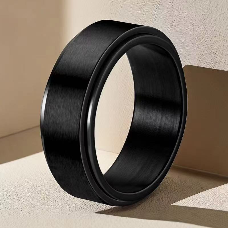 Anillo de acero inoxidable que no se desvanece ins moda masculina giratoria anillo de acero de titanio de nicho frío de los hombres liso