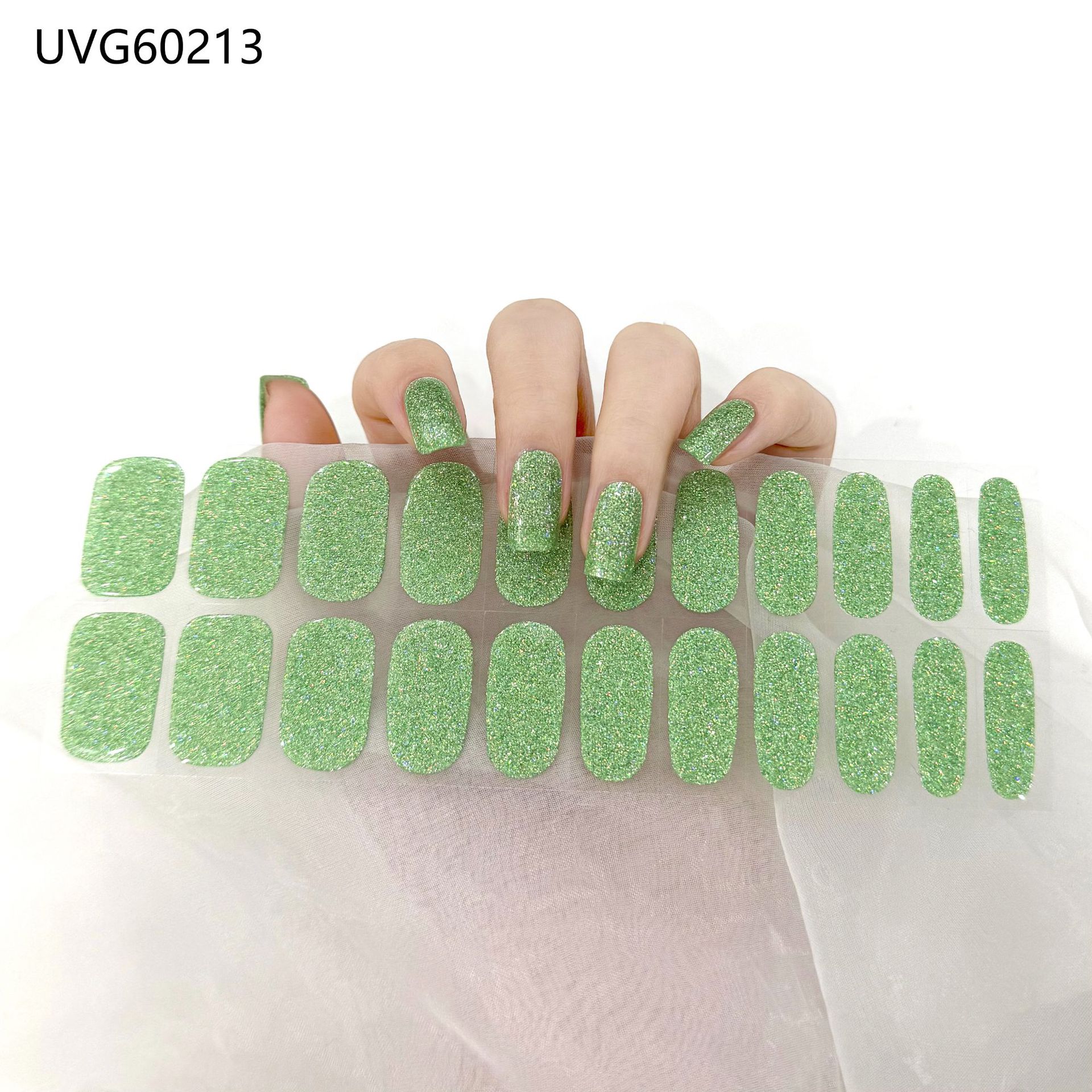 Pegatinas de uñas de gel UV transparentes efecto hielo, semicuradas, con lámina dorada, fototerapia, efecto película de aceite