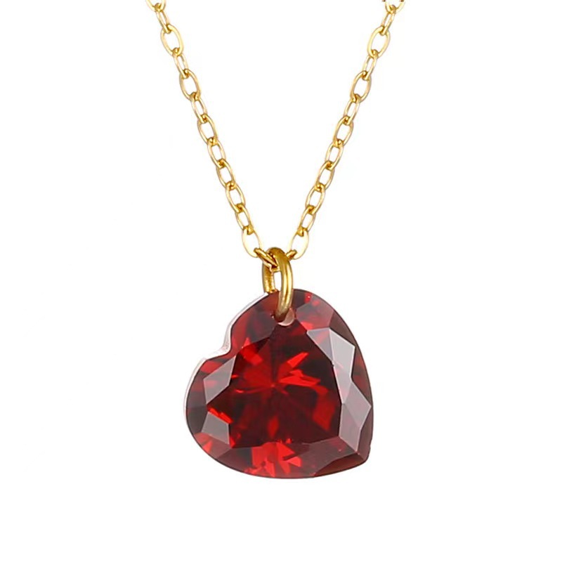 Copper Material Wholesale Jewelry Simple Style Classic Style Heart Shape Copper Plating Pendant Necklace Cable Chain