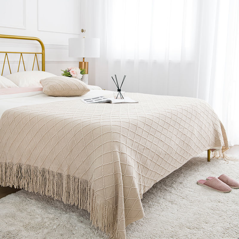 Toalla de cabecera retrógrada simple cama de alojamiento bandera cubierta decoración de apartamento de hotel red diamante jacquard bordilla