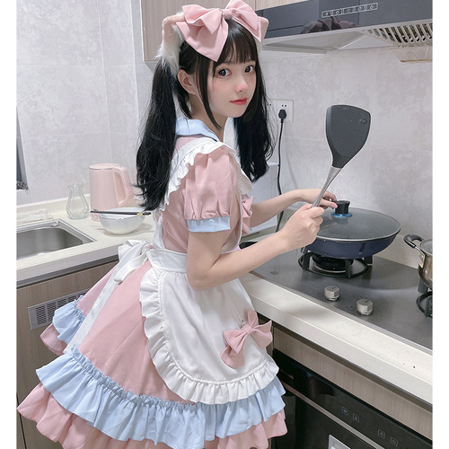 Japanese maid lolita soft girl skirt COS anime cream sweetheart cafe cute maid uniform suit