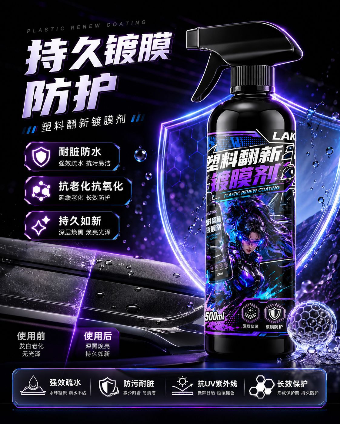 Vehicle Interior Refurbishment, Car-Specific Dashboard Plastic Parts Refurbishment Agent, Maintenance Liquid, Car Interior Cleaner