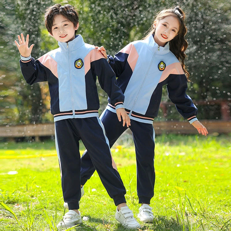 Uniform for kindergarten for elementary school students, children's autumn sports blue set, wholesale