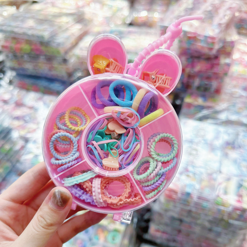 Mini cabeza de princesa en caja, clip de agarre pequeño, clip de flequillo, horquilla rota en la frente, banda elástica para niños, no daña el cabello, anillo del pulgar al por mayor image 65