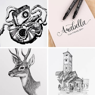J8 Waterproof Raw Comic Hook Line Pen Extremely Fine Stroke Animation Design Pen Art Needle Tube Pen Line Drawing G3