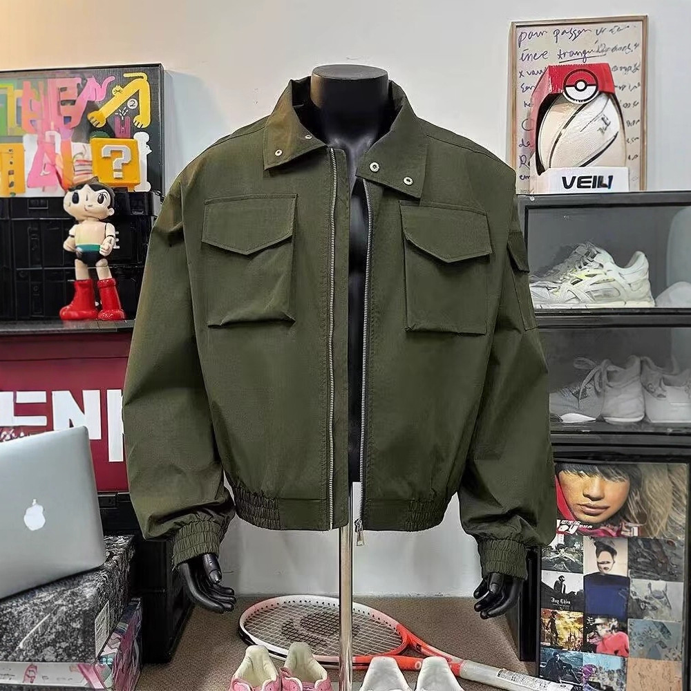 军绿色美式轻骑兵外套男款立领cleanfit飞行员正肩短款工装服夹克