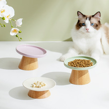 陶瓷高低脚防翻猫碗猫咪猫粮零食冻干罐头防颈椎宠物餐盘小狗食盆