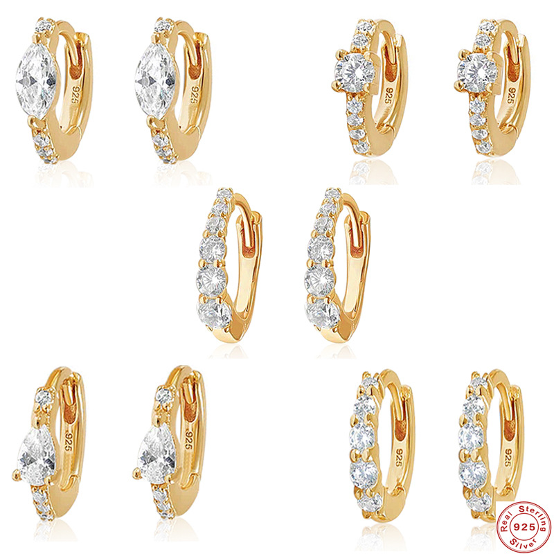 Luxurious Diamond senior Backing circle fashion Hoop Earrings Earrings Backing S925 Sterling Silver