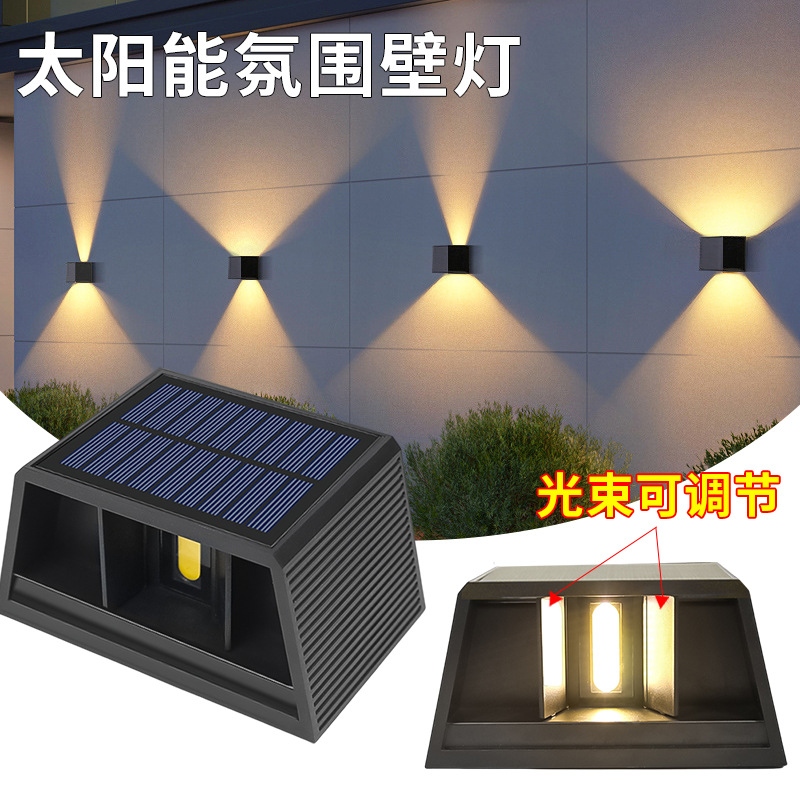 Cross-border new outdoor wall lamp courtyard landscape decorative atmosphere light lamp garden fence waterproof solar wall washer light