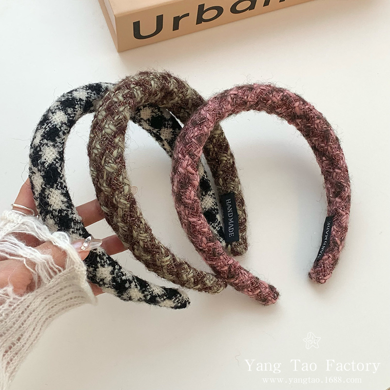 Temperamento otoño invierno pequeño viento fragrante tween grueso bandas de cabello de alta sensación bandas de cabello de estilo francés temperamento simple tocado de cabello