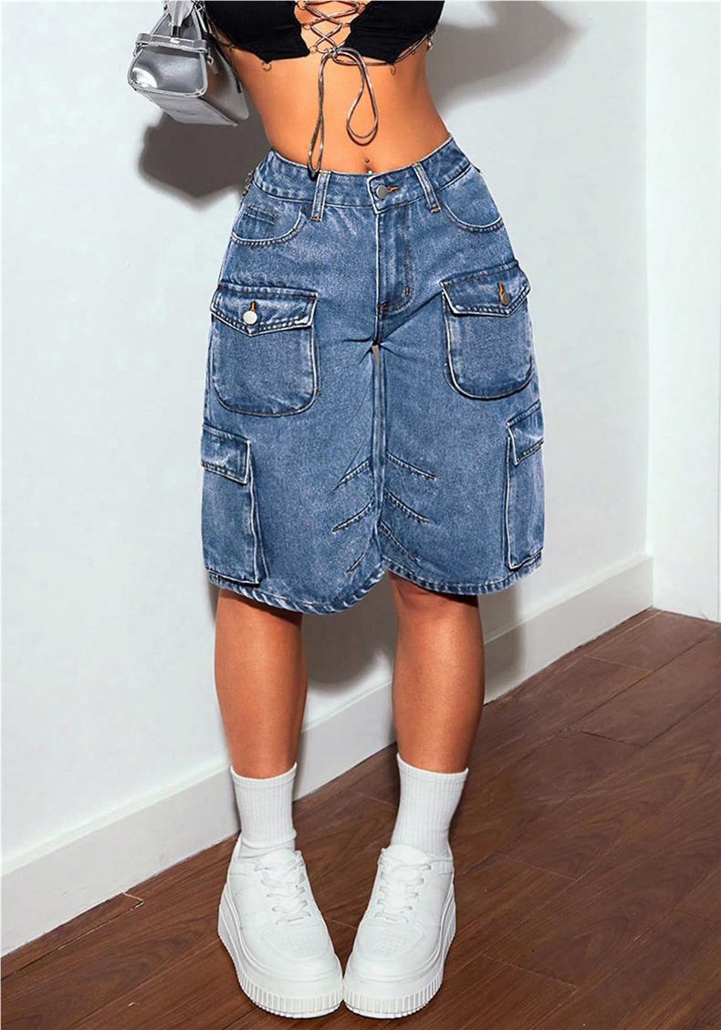 Women's Casual Straight Leg Jeans With Multiple Pockets - High Waist Washed Denim Pants For Streetwear & Daily Wear (Blue, S-Xxl)_ecoleips.com