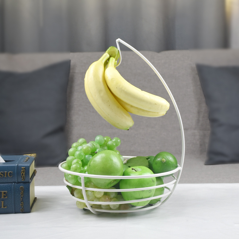 Plato de frutas de hierro forjado gancho de plátano sala de estar casera canasta de frutas de lujo ligera mesa de comedor dulces bocadillos plato