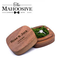 Walnut wood ring, earring, necklace storage and organization box with engraving, instant delivery