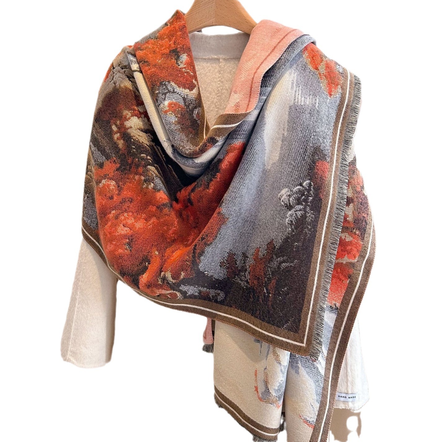 2024 invierno nuevo loto modesto bufandas de cachemira para mujeres doble cara gruesa calentamiento collar y chal