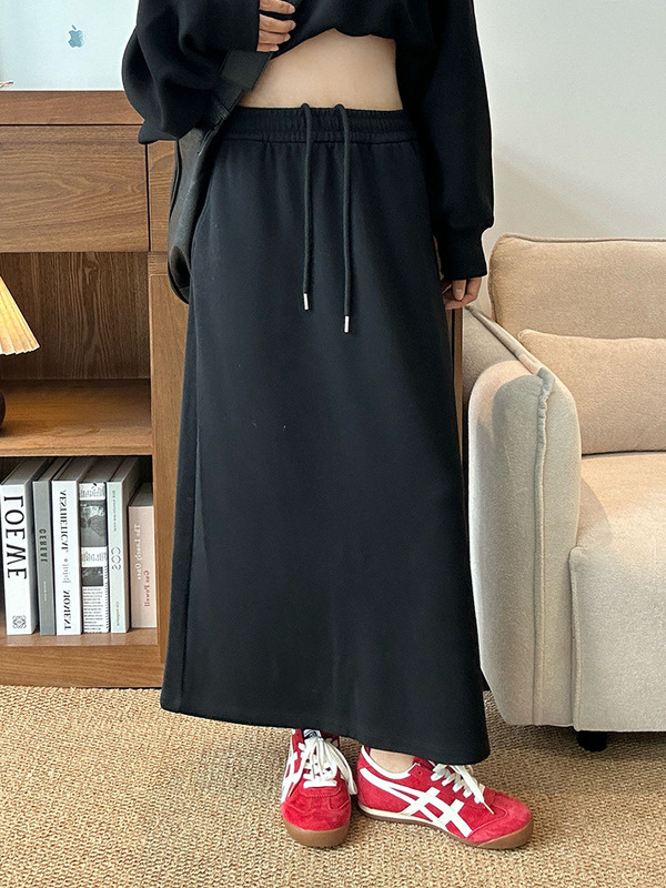 灰色开叉半身裙女2025春秋款中长款直筒修身包臀裙休闲运动卫裙子|undefined