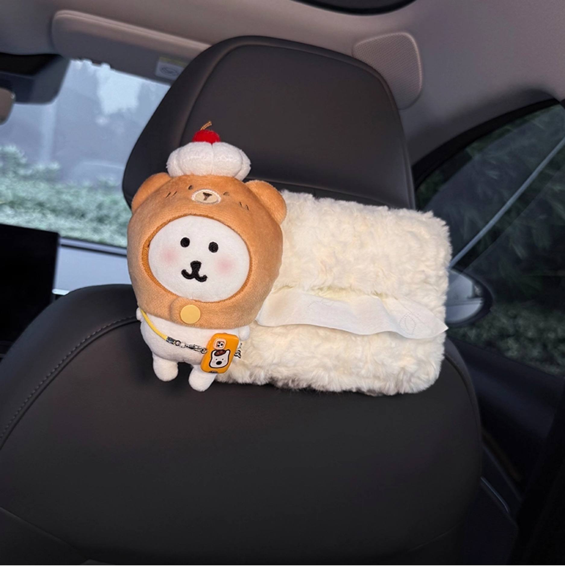 Cute Doll Car Tissue Box, 2025 New Model, Hanging on the Rear Headrest of the Car, High-End Style for Women