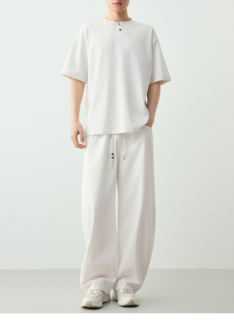 Áo thun nam ngắn tay cổ tròn chất liệu cotton pha, kiểu dáng cơ bản — đen chi tiết 19