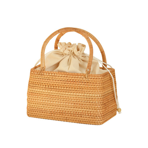 Vietnamese handmade autumn rattan picnic basket, exotic pastoral style rattan storage basket