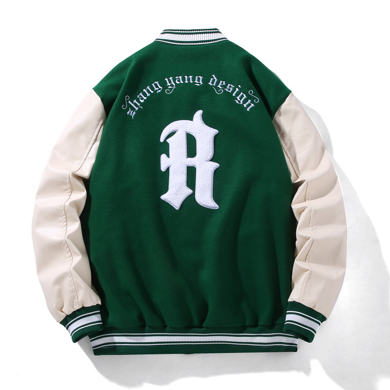 Herrenbekleidung Handtuch Schwiegermutter Stickerei Herren Frühlings- und Herbstkleidung gespleißt PU-Leder Retro plus dicke übergroße Jacke Baseballuniform_voghion.com