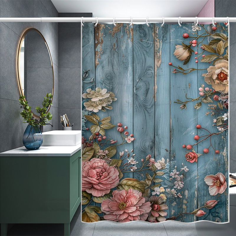 Minimalistischer Duschvorhang Mit Blumenmuster Aus Polyester_voghion.com