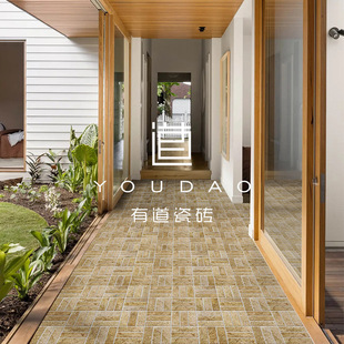 Beige Natural Stone Lime Stone Floor Tiles Non-Slip Bathroom Retro Tiles Clothing Store Corridor Courtyard Mosaic