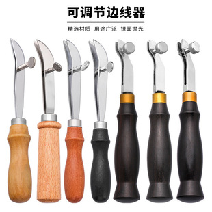 Leather edge device peach wood log black handle edge press Scriber spacing edge pressing leather tool
