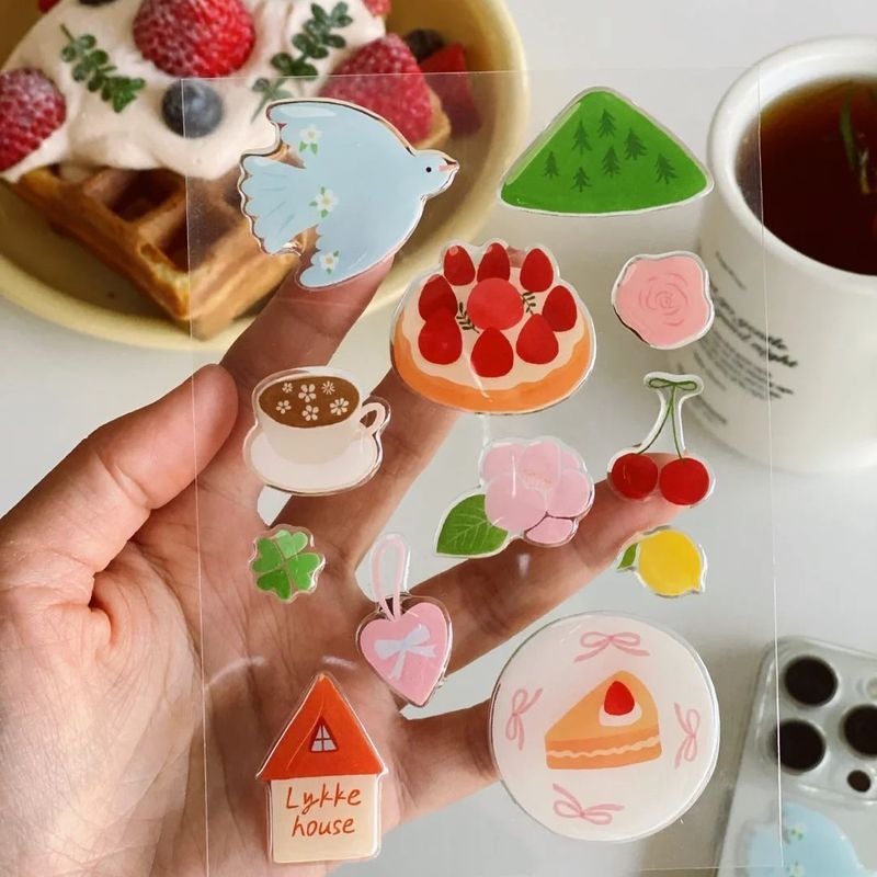 2025 小紅書新しい暖かい小屋デザートかわいいゼリーケーキステッカー DIY 携帯電話ケース ipad 装飾|undefined